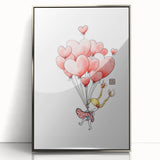 Floating Heart Balloons Girls Room Wall Art - Playful Nursery Print