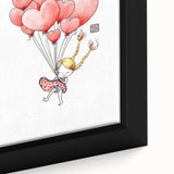 Floating Heart Balloons Girls Room Wall Art - Playful Nursery Print