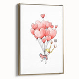 Floating Heart Balloons Girls Room Wall Art - Playful Nursery Print