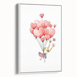 Floating Heart Balloons Girls Room Wall Art - Playful Nursery Print