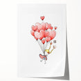 Floating Heart Balloons Girls Room Wall Art - Playful Nursery Print