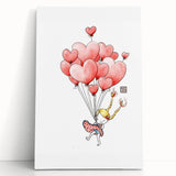 Floating Heart Balloons Girls Room Wall Art - Playful Nursery Print