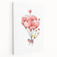 Floating Heart Balloons Girls Room Wall Art - Playful Nursery Print