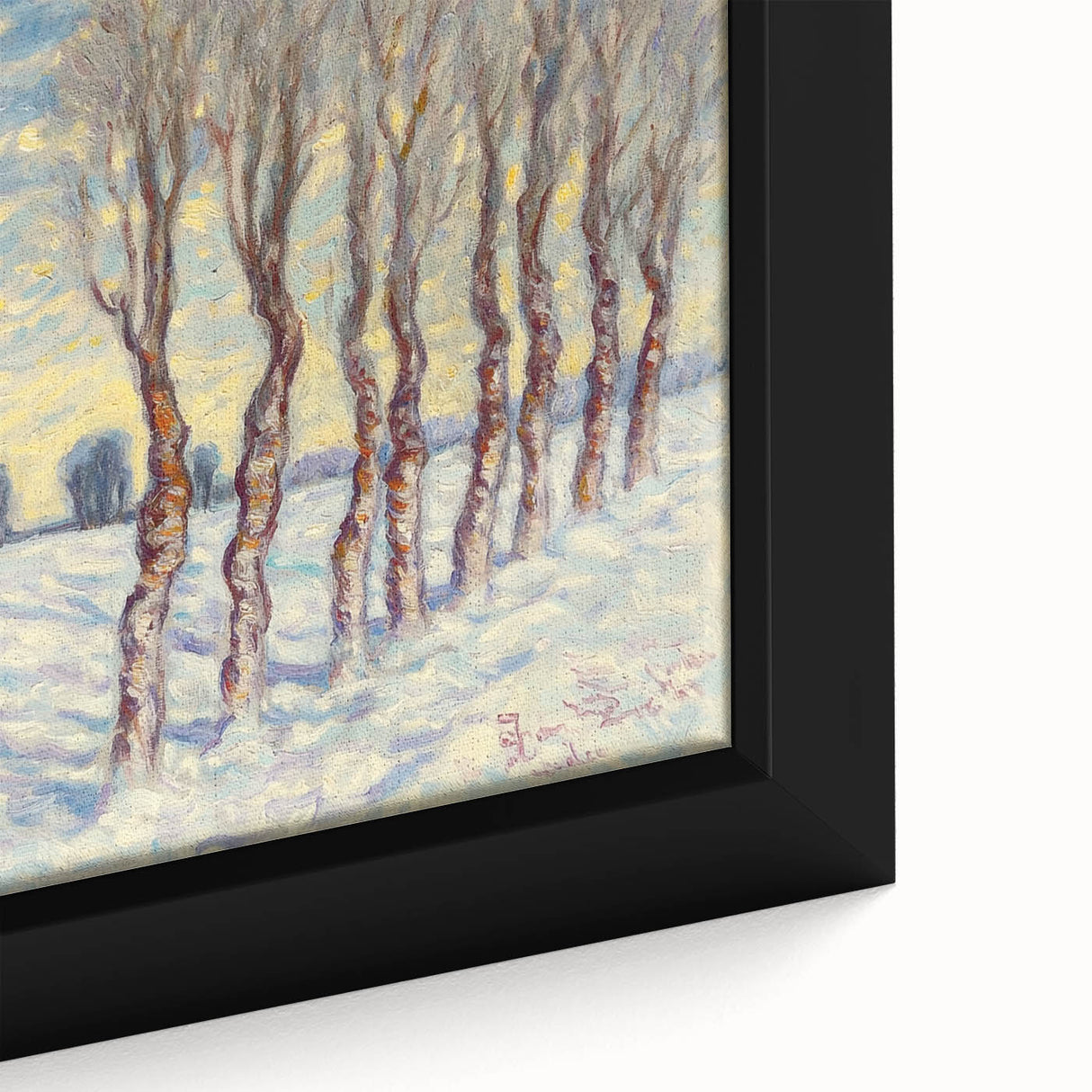 Close-up of an abstract floral framed canvas artwork showcasing vibrant colors and intricate patterns, perfect for modern home decor and artistic accents.