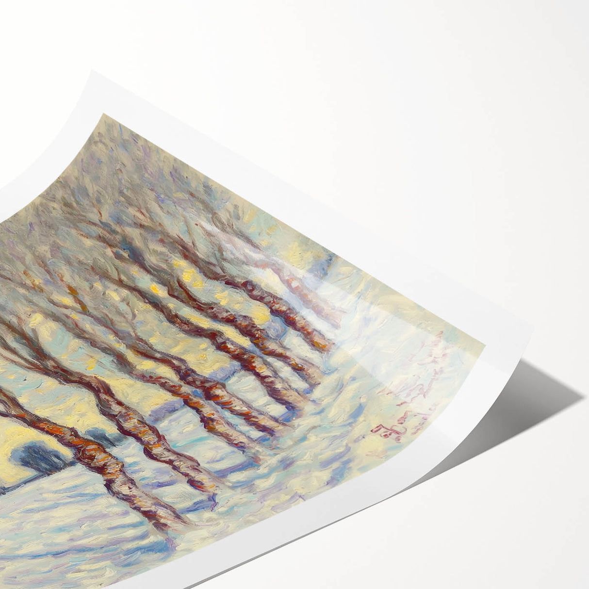 Abstract floral rolled print showcasing vibrant colors and intricate designs, perfect for home decor. Packaged securely in a durable cardboard tube for safe delivery.
