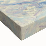 Close-up of vibrant abstract floral design on stretched canvas, showcasing intricate details and rich colors, perfect for modern home decor.