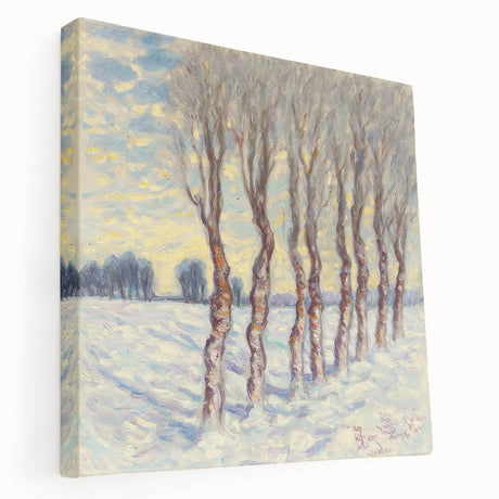 Stretched canvas showcasing a vibrant abstract floral design in hues of blue, pink, and gold, ideal for modern home decor or artistic wall displays.