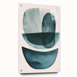 Abstract minimalist wall art displayed in acrylic glass, showcasing a sleek side view with visible pins holding it in place. The design features soft earth tones that enhance modern decor aesthetics. Perfect for contemporary living spaces.