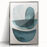 Framed abstract minimalist wall art in silver acrylic, showcasing geometric patterns and soft neutral tones, perfect for modern home decor and stylish interiors.