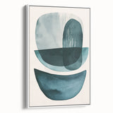 Framed minimalist wall art showcasing an abstract design in shades of white, displayed from the side to highlight its sleek profile and modern aesthetic. Ideal for contemporary home decor.