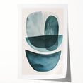 Abstract minimalist wall art print featuring soft pastel colors and geometric shapes, elegantly rolled and packaged in a protective cardboard tube for shipping.