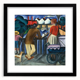 Modern Wall Art - Urban Vintage Scene with Abstract Figures Print