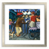 Modern Wall Art - Urban Vintage Scene with Abstract Figures Print