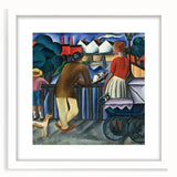 Modern Wall Art - Urban Vintage Scene with Abstract Figures Print
