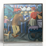 Modern Wall Art - Urban Vintage Scene with Abstract Figures Print