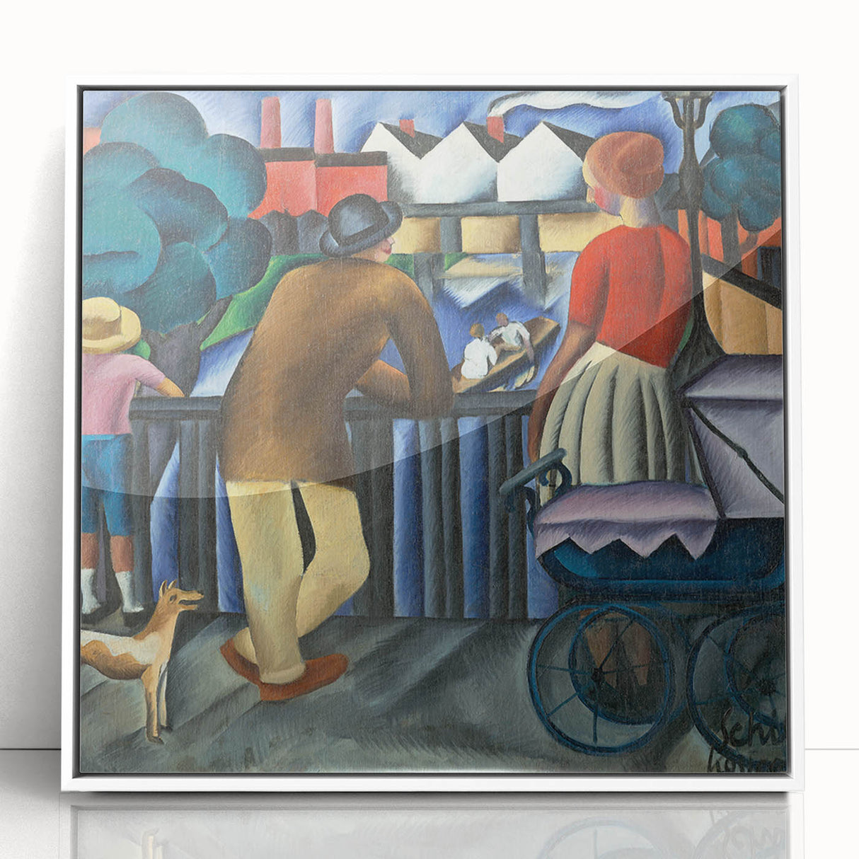 Modern Wall Art - Urban Vintage Scene with Abstract Figures Print