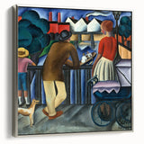 Modern Wall Art - Urban Vintage Scene with Abstract Figures Print