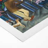 Modern Wall Art - Urban Vintage Scene with Abstract Figures Print