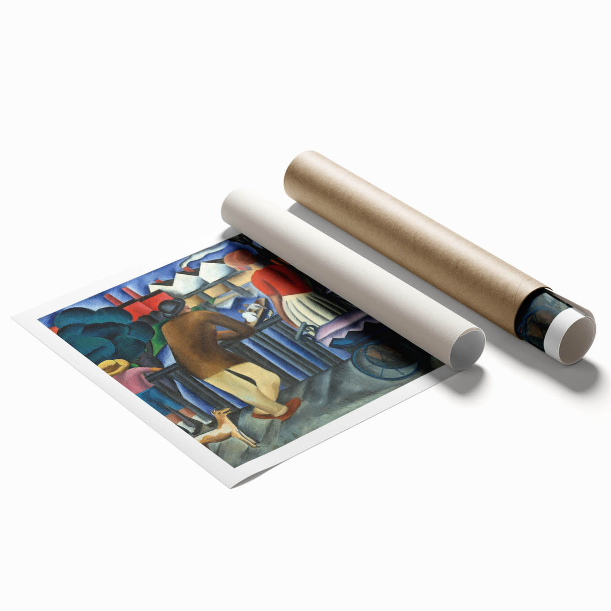Modern Wall Art - Urban Vintage Scene with Abstract Figures Print
