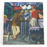 Modern Wall Art - Urban Vintage Scene with Abstract Figures Print