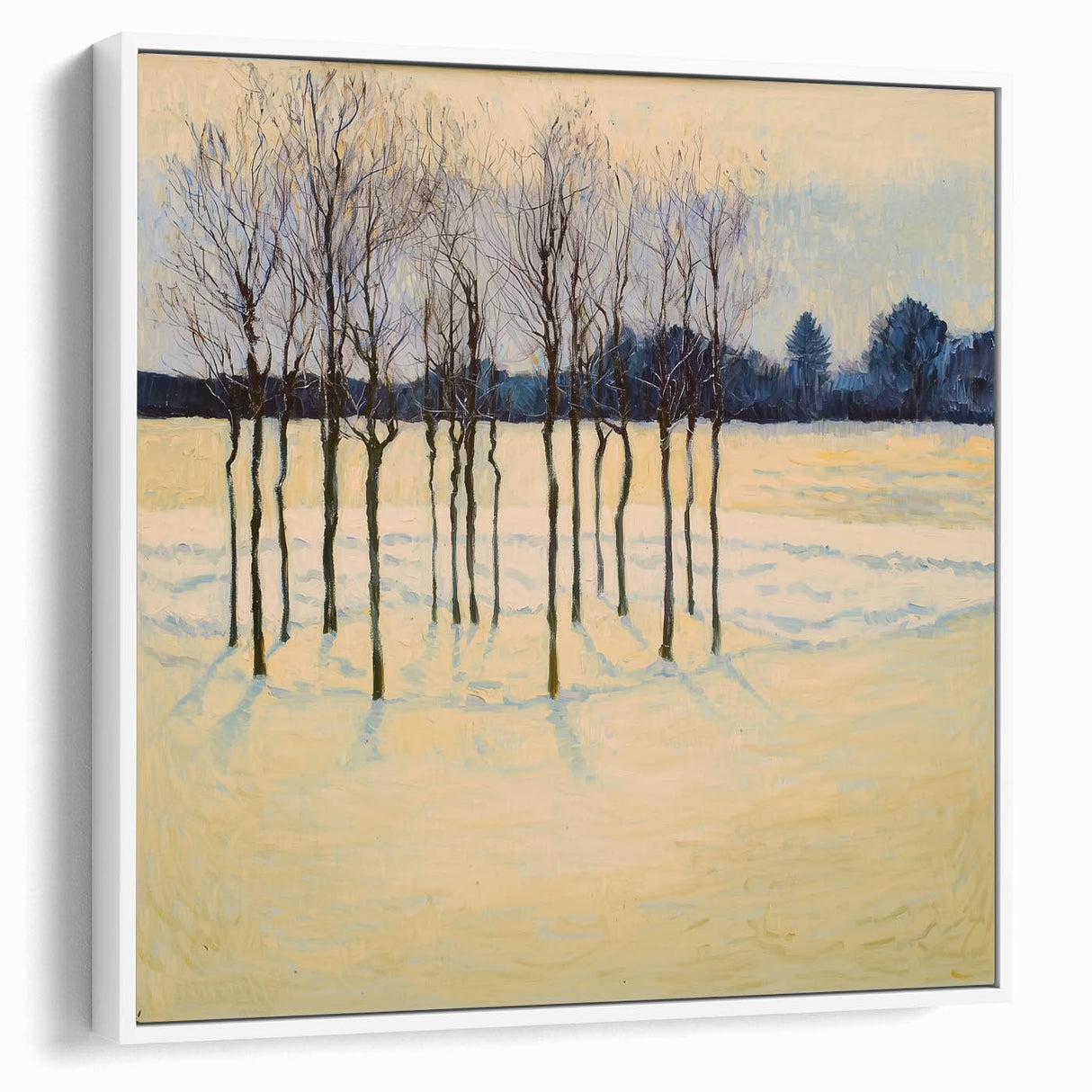Framed canvas artwork featuring a vibrant abstract floral design in soft pastel colors, displayed from a white side view against a neutral background. Ideal for home decor.