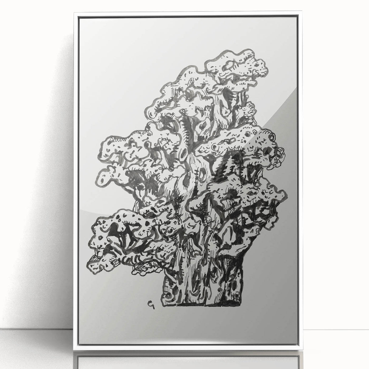 Abstract Coral Ink Drawing: Modern Black and White Wall Art by Leo Gestel