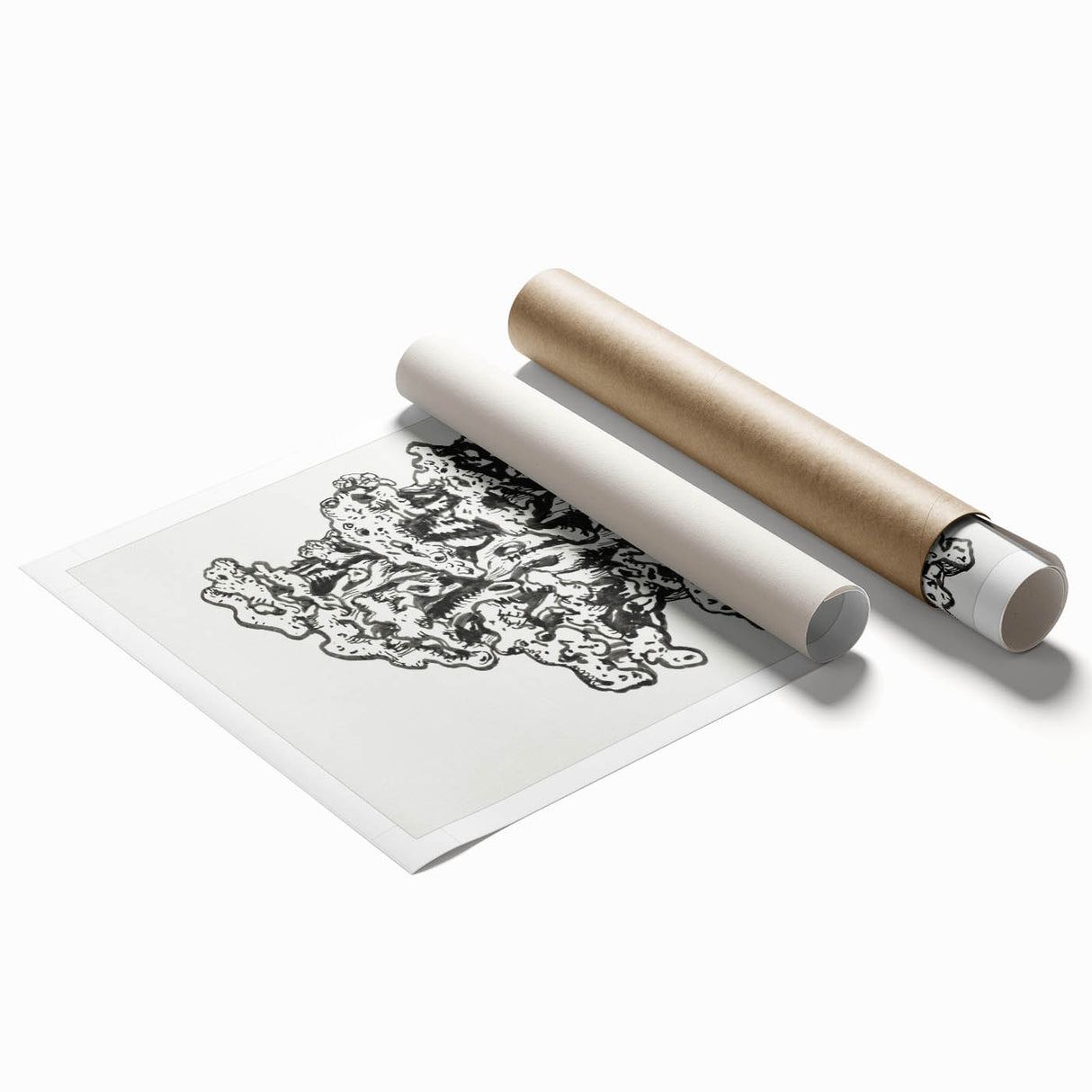 Abstract Coral Ink Drawing: Modern Black and White Wall Art by Leo Gestel