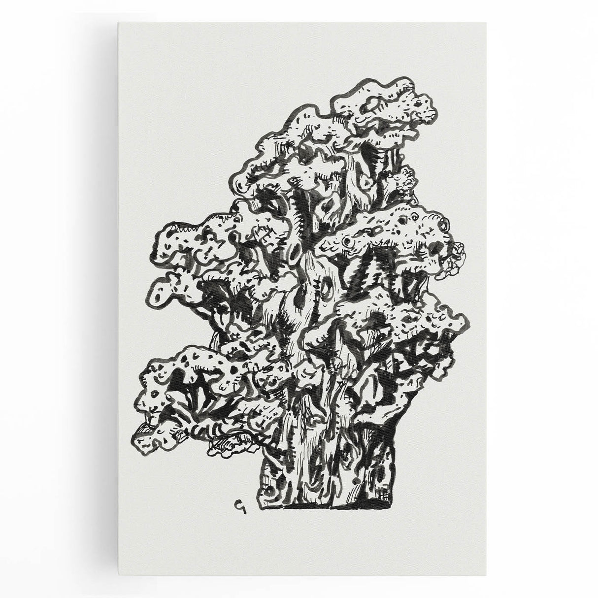 Abstract Coral Ink Drawing: Modern Black and White Wall Art by Leo Gestel