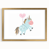 Floating Unicorn Girls Room Wall Art - Whimsical Nursery Print