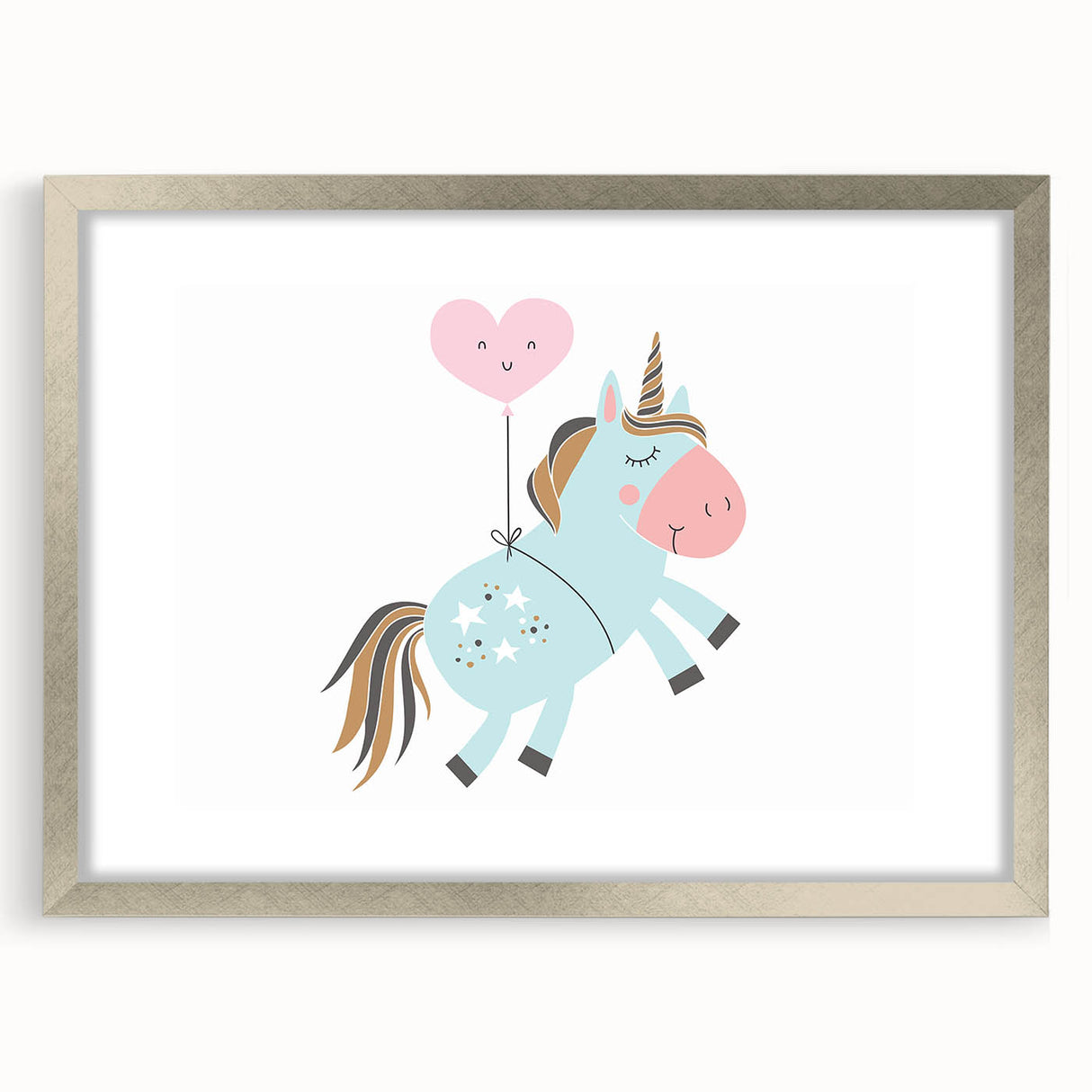 Floating Unicorn Girls Room Wall Art - Whimsical Nursery Print