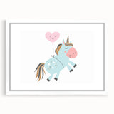 Floating Unicorn Girls Room Wall Art - Whimsical Nursery Print