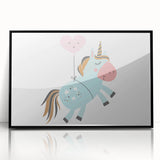 Floating Unicorn Girls Room Wall Art - Whimsical Nursery Print