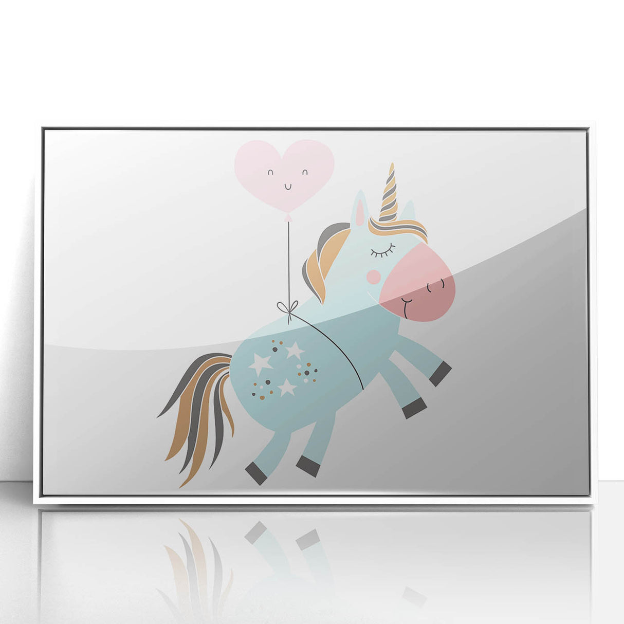 Floating Unicorn Girls Room Wall Art - Whimsical Nursery Print