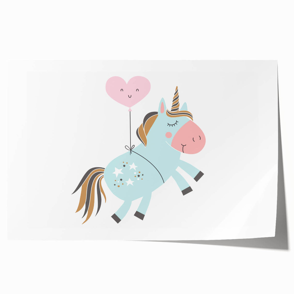Floating Unicorn Girls Room Wall Art - Whimsical Nursery Print