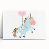 Floating Unicorn Girls Room Wall Art - Whimsical Nursery Print