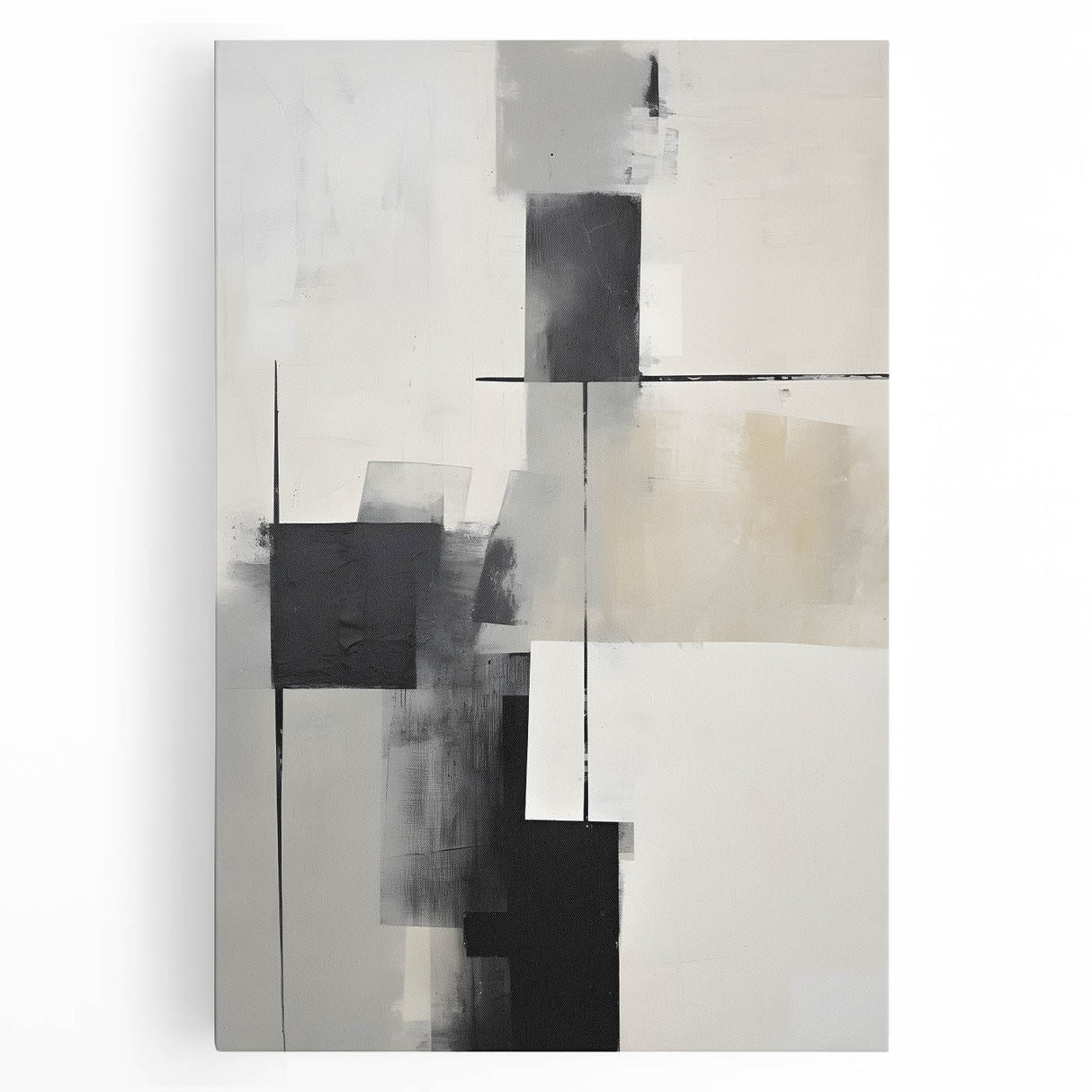 Contemporary Art for Dining Room Walls - Black & Gray Abstract