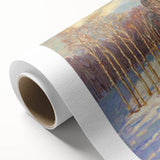 Abstract floral design on rolled canvas showcasing vibrant colors and intricate patterns, elegantly packaged in a protective cardboard tube for art enthusiasts.