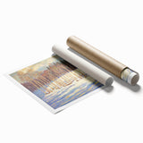 Vibrant abstract floral design rolled print featuring bold colors and intricate patterns, ideal for home decor or art displays, packaged in a protective tube.