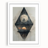 Abstract minimalist wall art framed in white, showcasing a modern design with subtle geometric patterns, perfect for enhancing contemporary decor in any space.