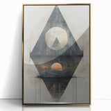 Framed abstract minimalist wall art featuring a gold acrylic design, elegantly displayed in a sleek frame. Perfect for modern decor, enhancing any space with a touch of sophistication.