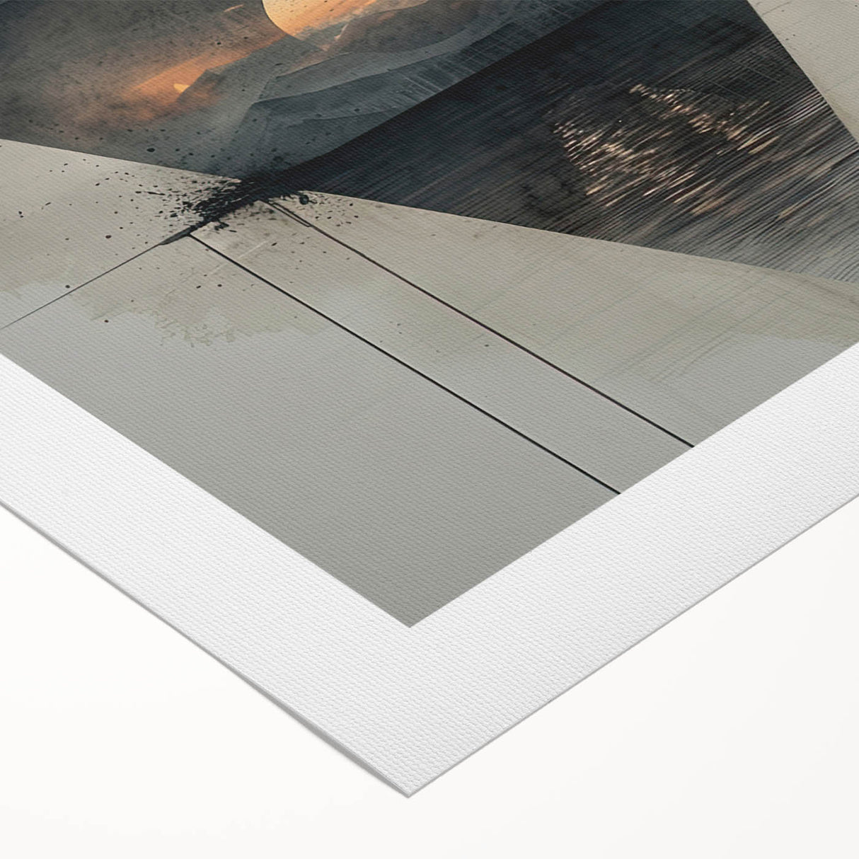 Abstract minimalist wall art on rolled canvas, showcasing soft neutral tones and geometric shapes, perfect for modern home decor. Packaged securely in a sturdy cardboard tube.