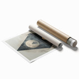 Abstract minimalist wall art featuring soft pastel colors and geometric shapes, ideal for modern home decor, presented as a rolled print in a protective tube.