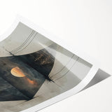 Abstract minimalist wall art print showcasing soft pastel colors and geometric shapes, elegantly rolled and packaged in a sturdy cardboard tube for safe delivery.