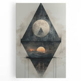 Abstract minimalist wall art on stretched canvas, showcasing soft pastel colors and geometric shapes, ideal for modern home decor and artistic interiors.