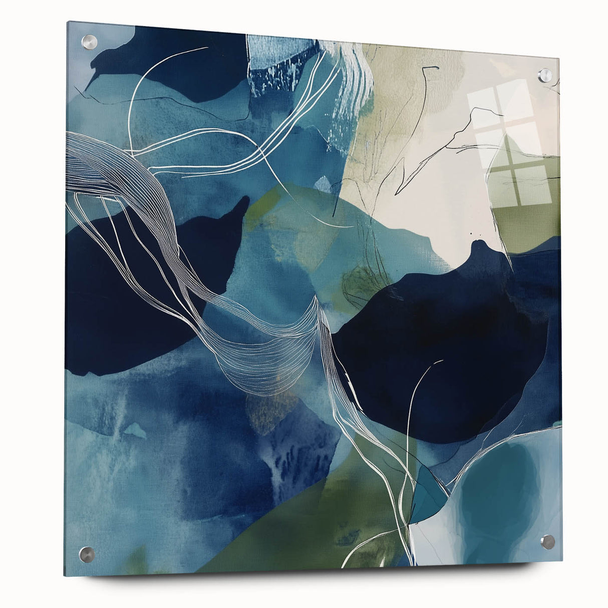Geometric Abstract Wall Decor – Oceanic Blue Contemporary Canvas