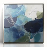 Geometric Abstract Wall Decor – Oceanic Blue Contemporary Canvas