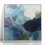Geometric Abstract Wall Decor – Oceanic Blue Contemporary Canvas