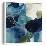 Geometric Abstract Wall Decor – Oceanic Blue Contemporary Canvas