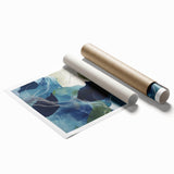 Geometric Abstract Wall Decor – Oceanic Blue Contemporary Canvas