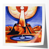 Modern Wall Art – Radiant Abstract Landscape in Bold Blues and Oranges